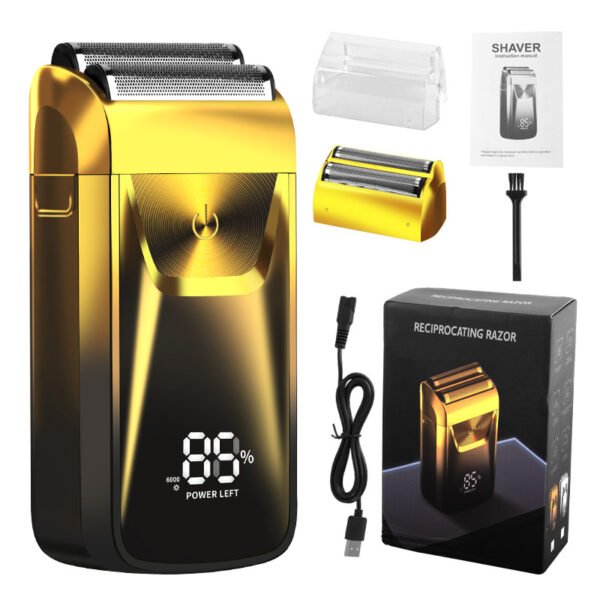 Rechargeable Reciprocating Electric Shaver, Wet & Dry Dual Use, Removable Washable Blade Head with LED Display