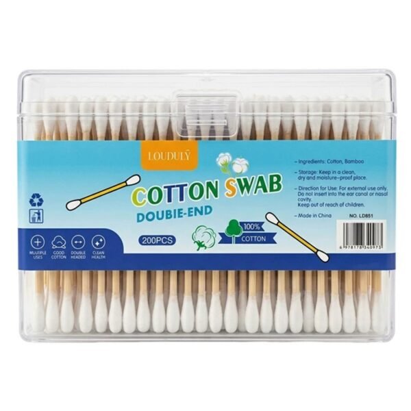 200Pcs Disposable Double-Ended Bamboo Cotton Swabs, Multipurpose Cosmetic Cotton Buds for Beauty & Daily Cleaning