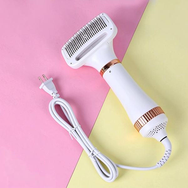 2 in 1 Pet Hair Dryer Brush, Portable Dog Grooming Blower with Slicker Comb, Low Noise Pet Hair Drying & Brushing Tool for Dogs & Cats