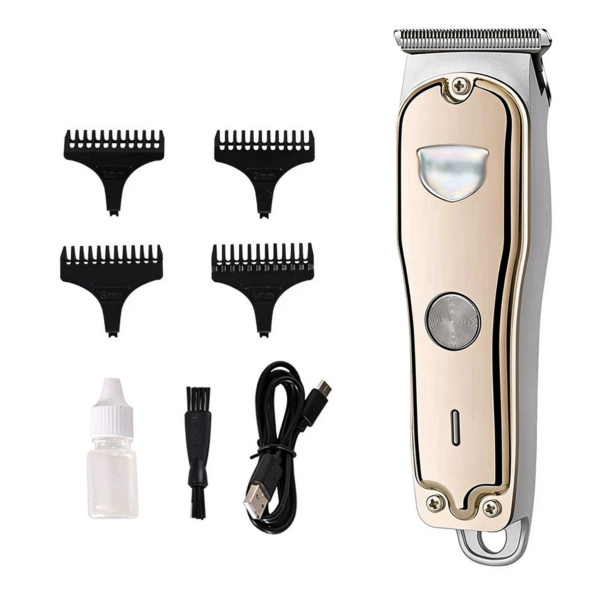 Retro Metal Electric Hair Clipper, LED Digital Display Rechargeable Barber Hair Trimmer, Waterproof Hair Cutting Machine for Salon & Home