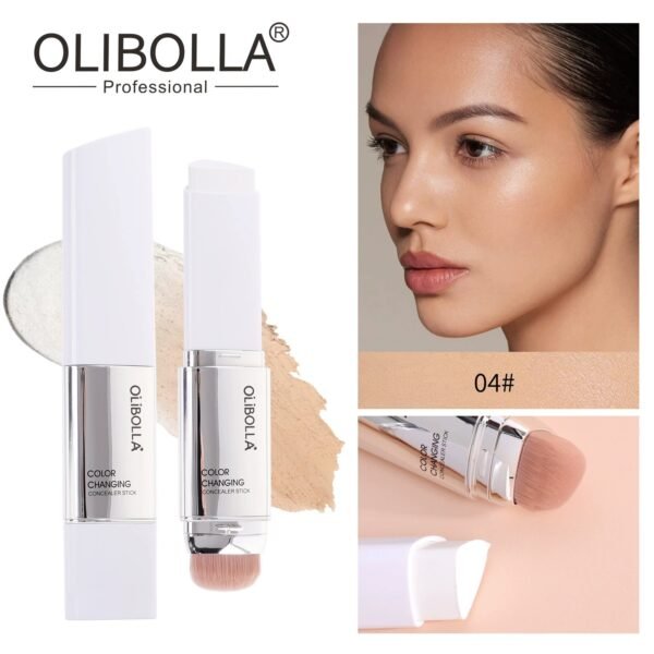 Color Changing Triangle Foundation Stick, 2 in 1 Dual Head Hydrating Foundation & Concealer, Smooth Makeup No Caking