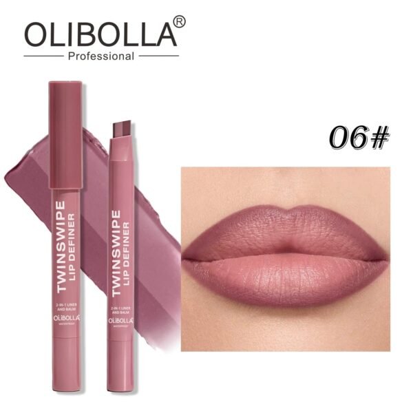 2 in 1 Dual Ended Slanted Tip Lip Liner & Lipstick, Cinnamon Nude Shade Lip Makeup Pencil