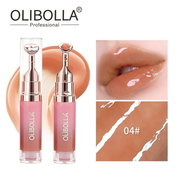 Mirror Lip Gloss with Metal Massage Applicator, Moisturizing Lip Serum, Plump Lips & Reduce Lip Lines Makeup